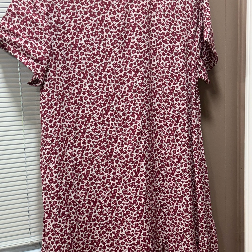 LOFT Red and White Floral Maxi Dress